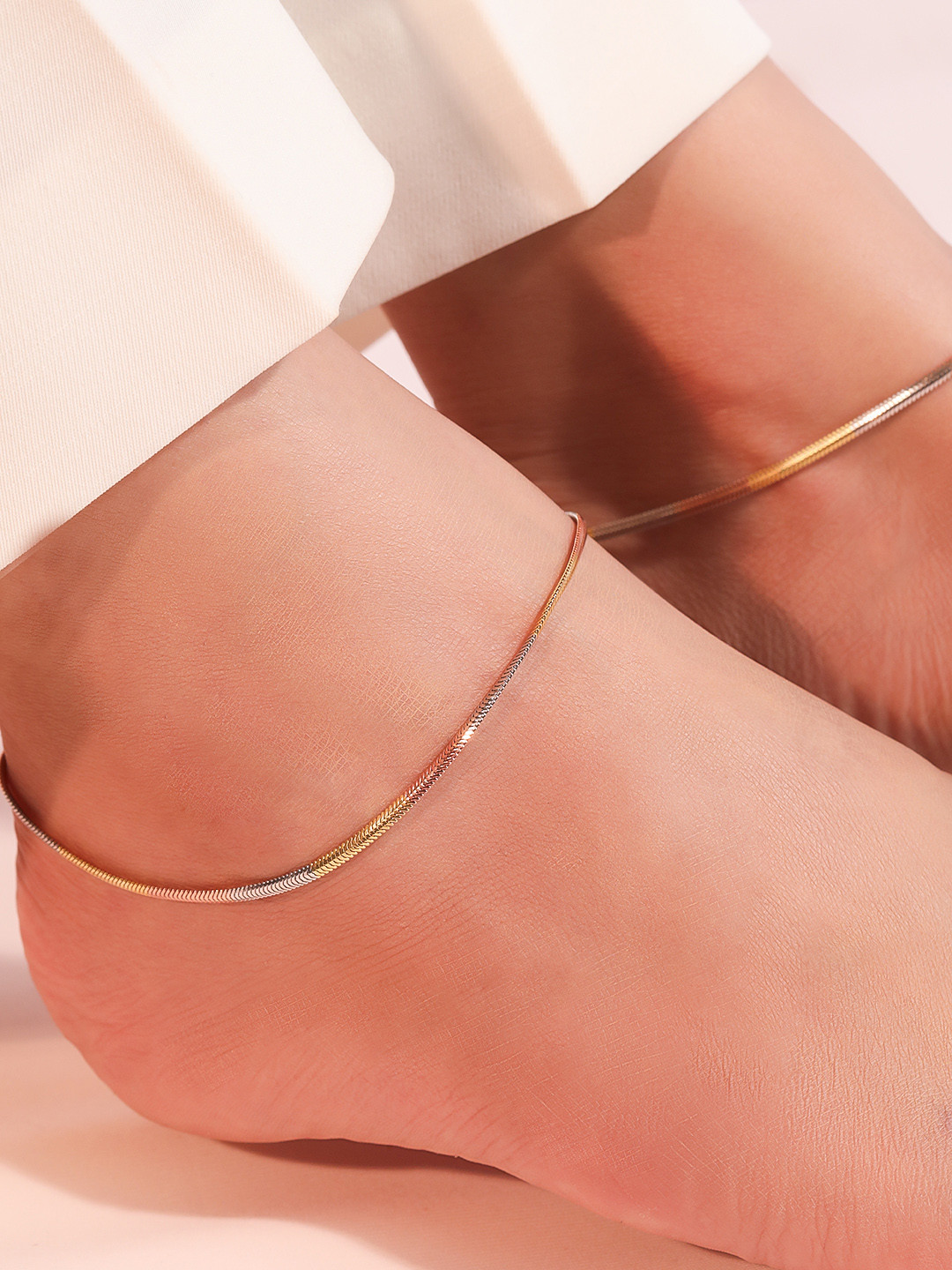 

Zavya Women Set of 2 Rhodium-Plated Sterling Silver Anklets, Multi