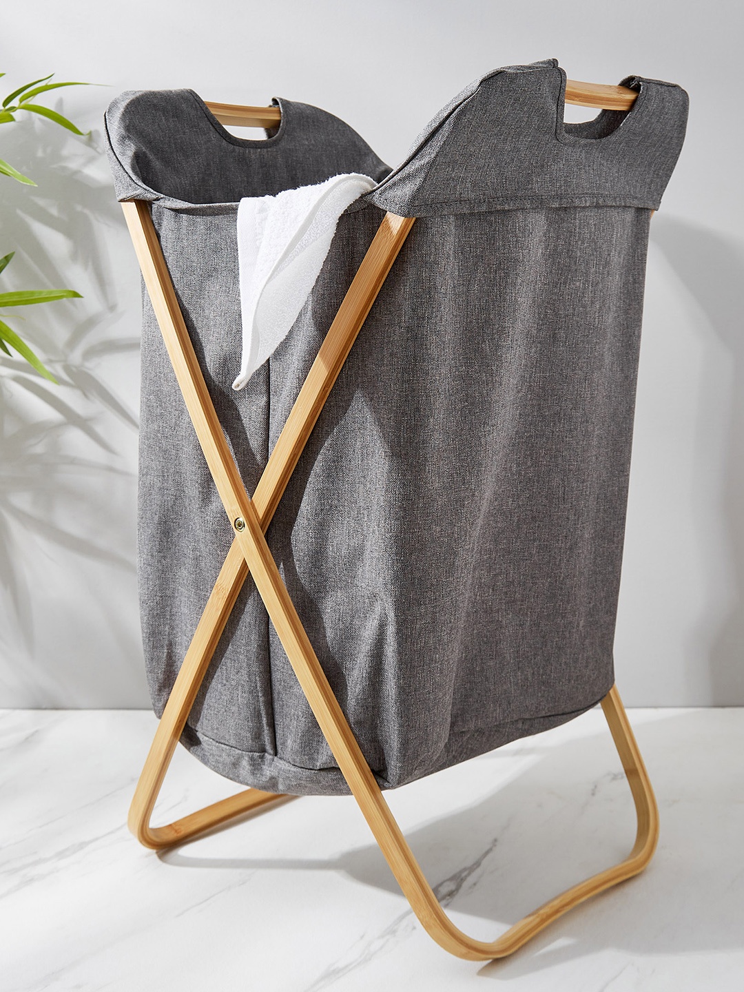 

Home Centre Grey Bamboo Textured Foldable Laundry Bag