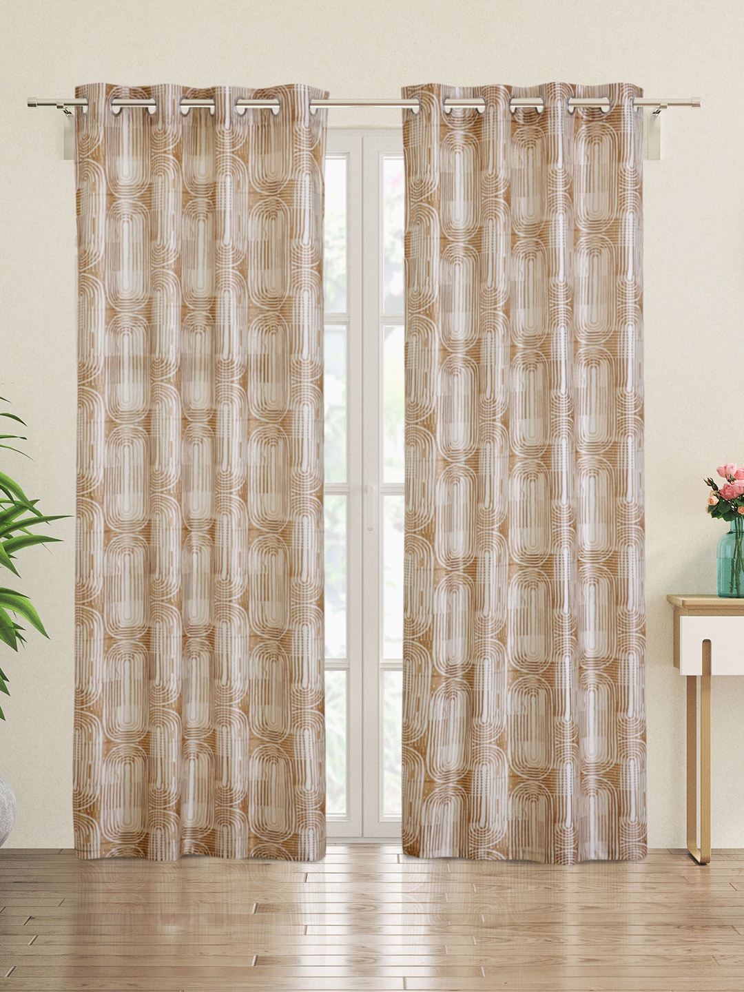 

Home Centre Vivian Semola White 2 Pieces Geometric Printed Light-Filtering Door CurtainS