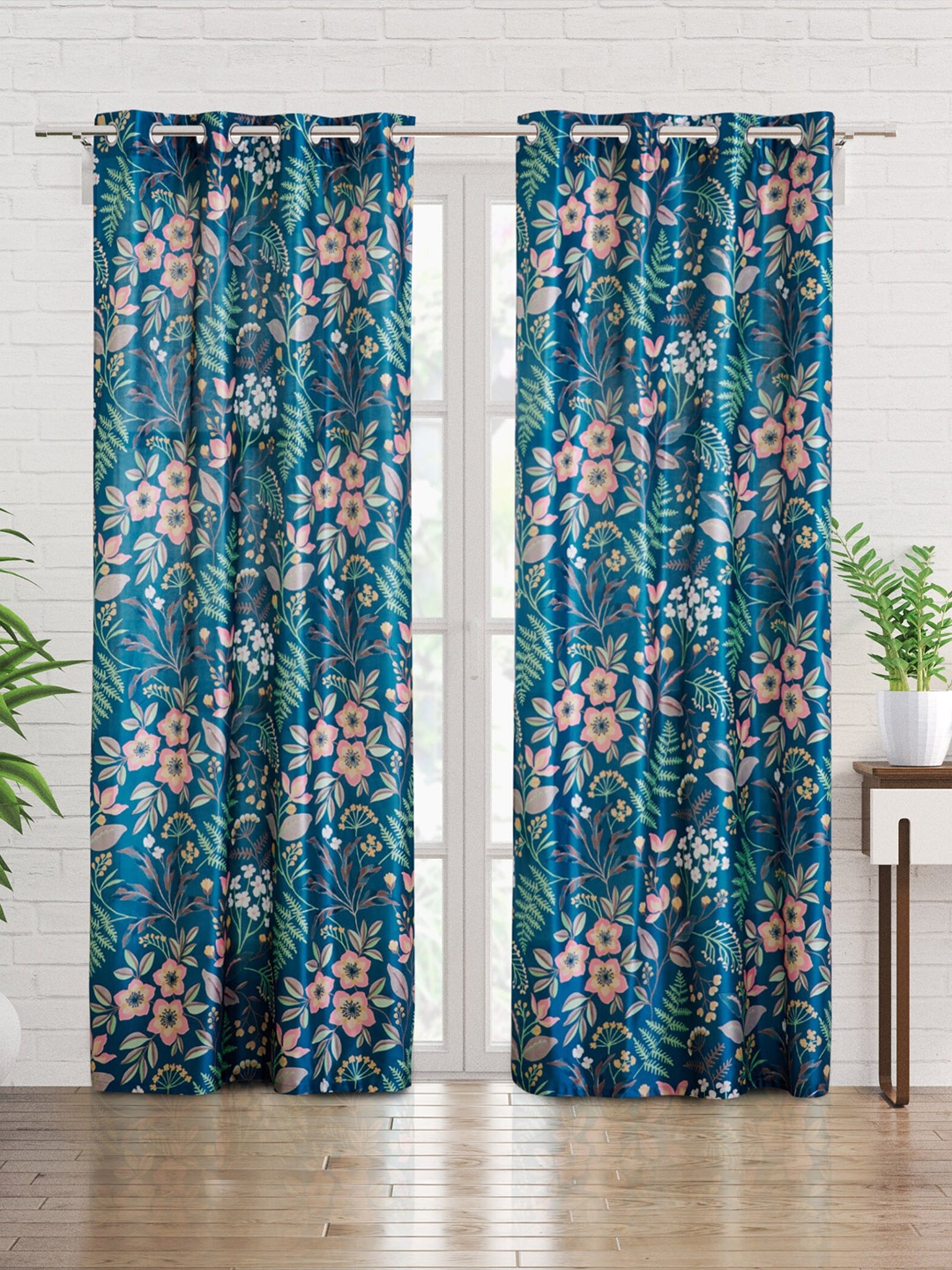 

Home Centre Vivian Agagte Blue & Pink 2 Pieces Floral Door Curtains