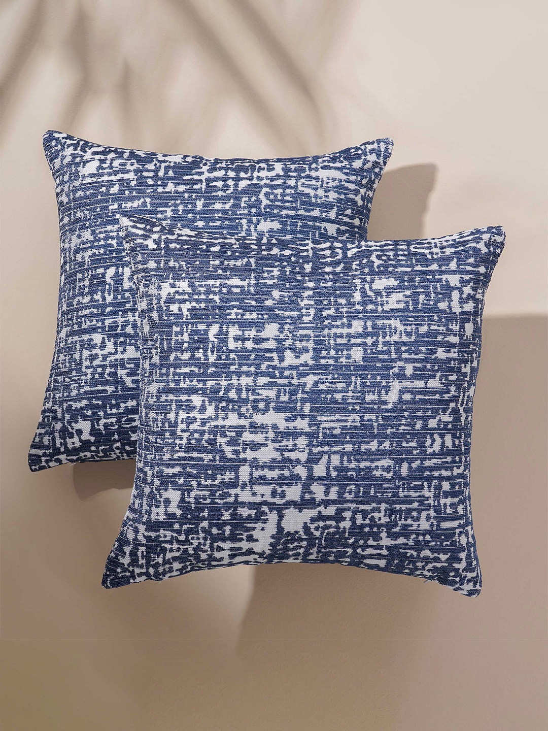 

Home Centre Celebrations Navy Blue & White 2 Pieces Jacquard Square Cushion Covers