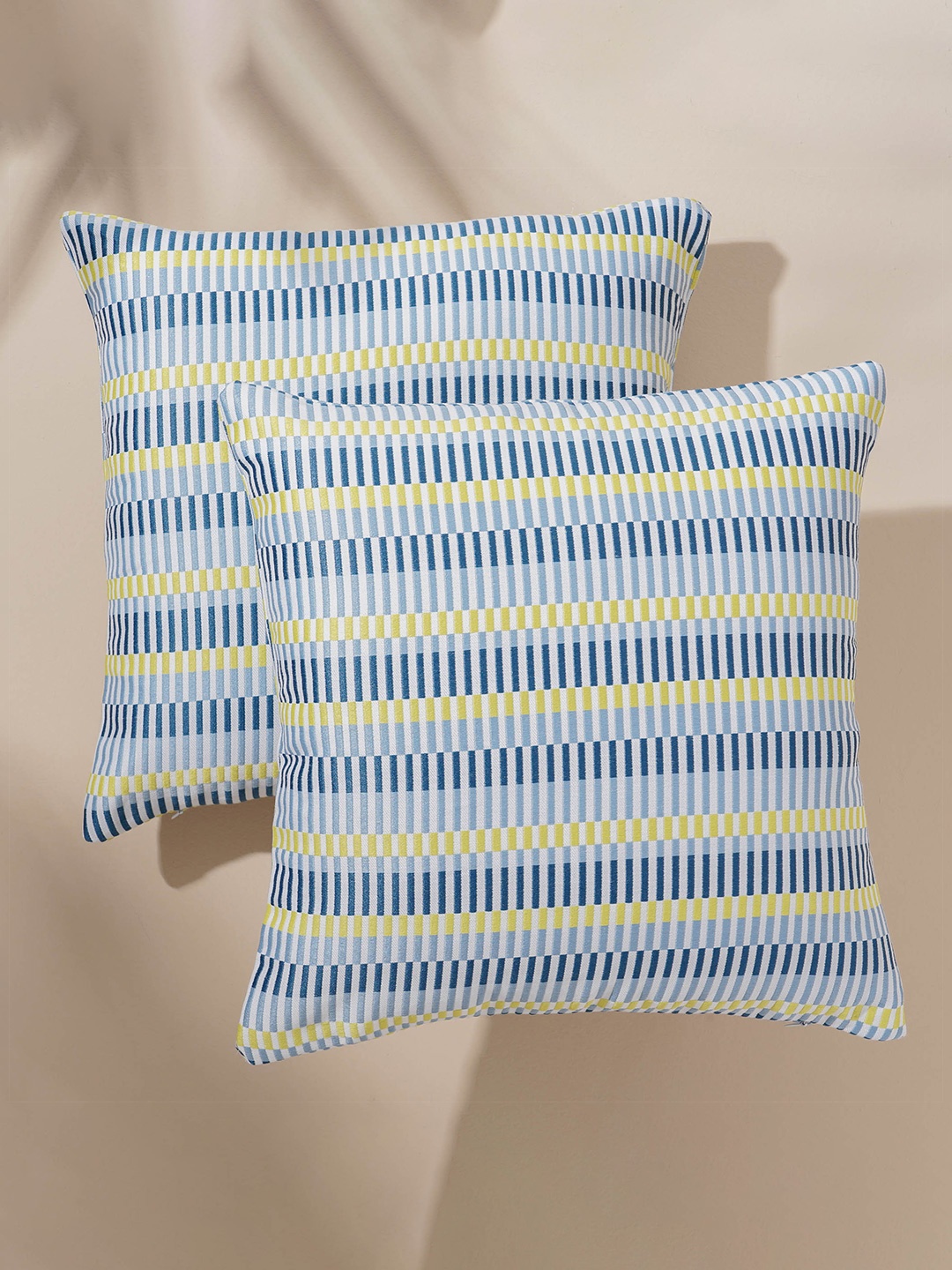 

Home Centre Celebrations Blue & Yellow 2 Pieces Jacquard Square Cushion Covers