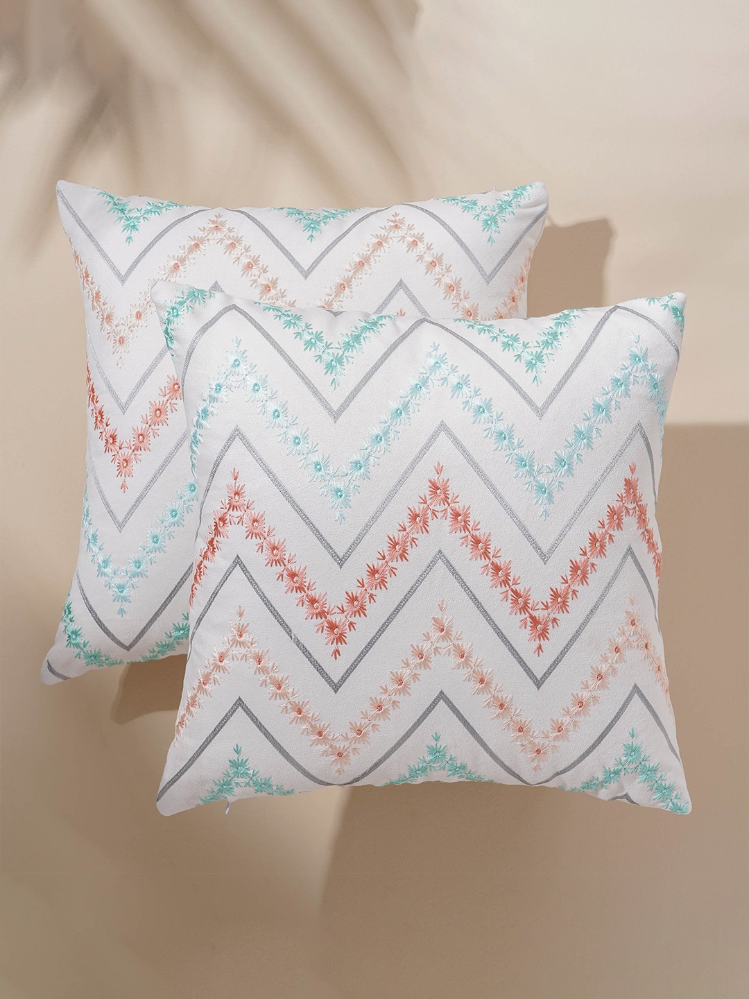 

Home Centre Celebrations White & Blue 2 Pieces Embellished Square Cushion Covers