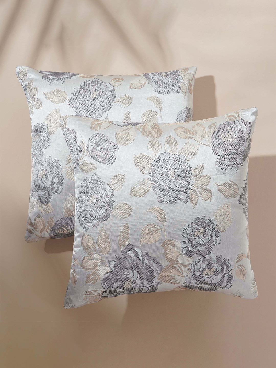 

Home Centre Celebrations Grey & Beige 2 Pieces Jacquard Square Cushion Covers