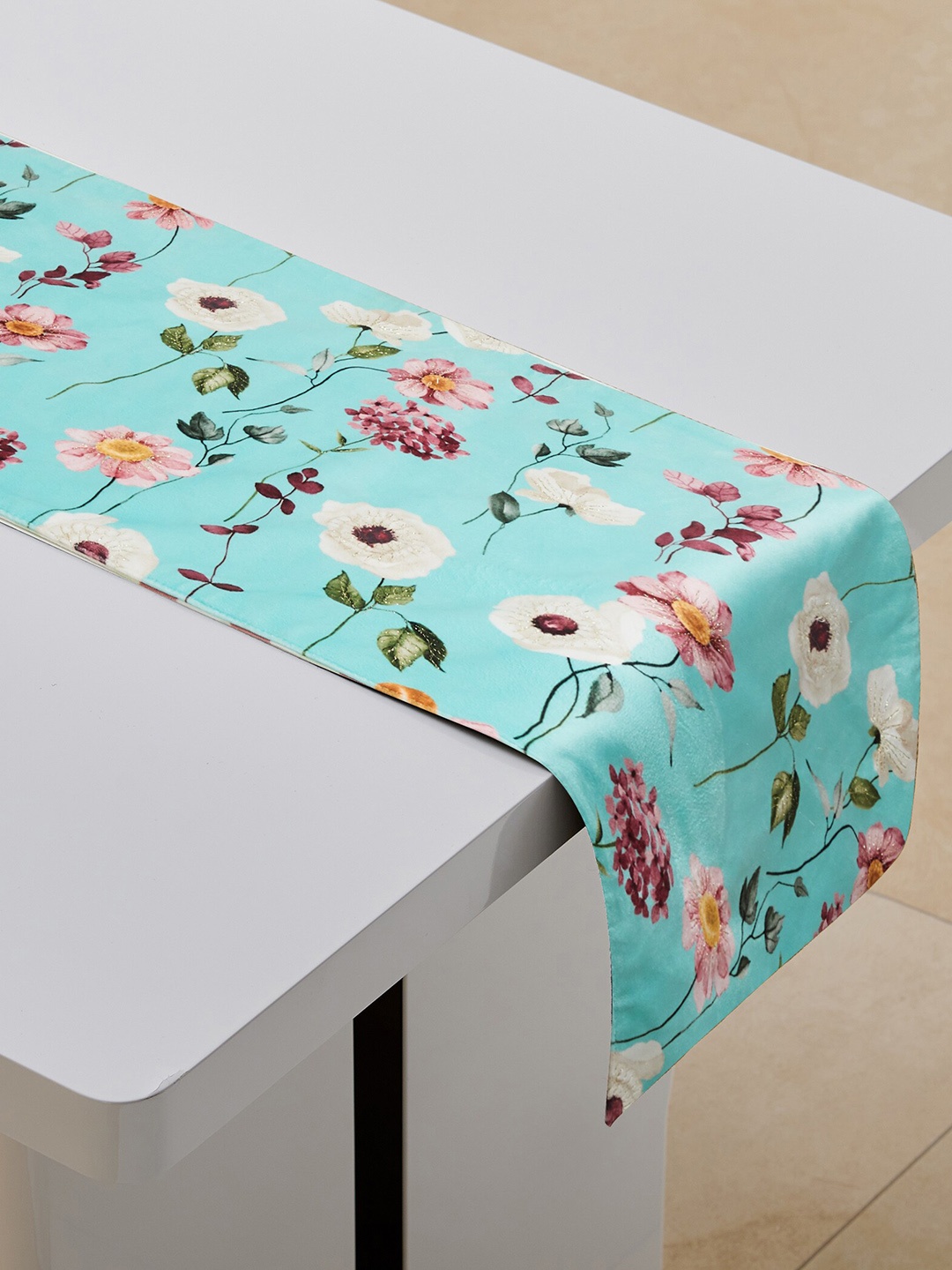 

Home Centre Ebony Blue & Pink Floral Printed Reversible Table Runner