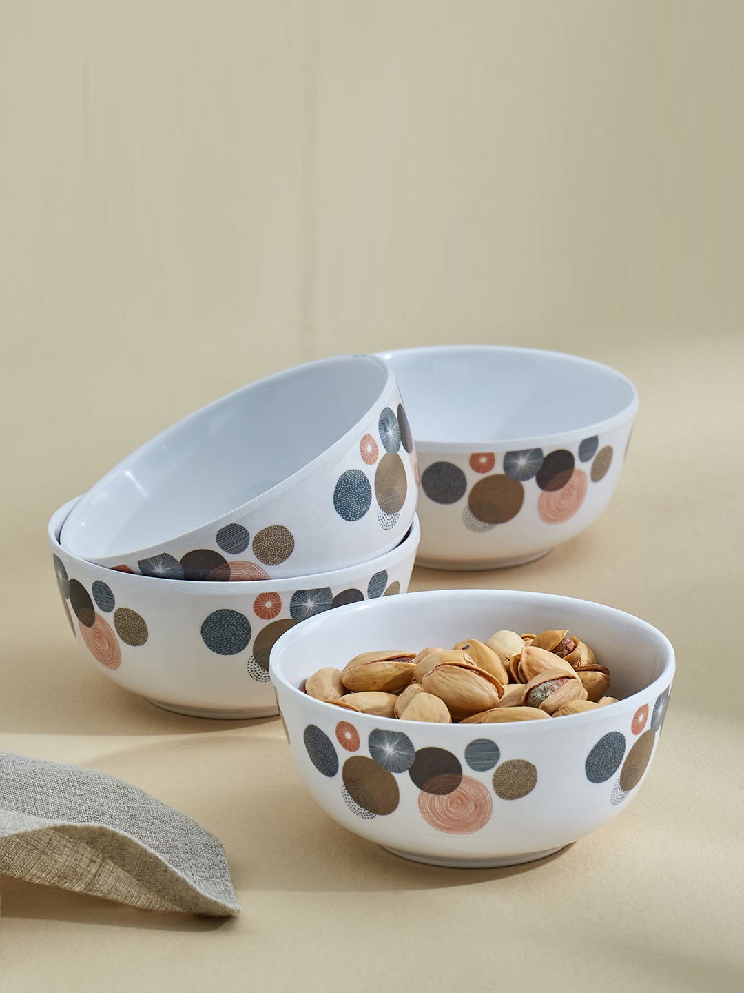 

Home Centre Corsica Azalea 4PCs White & Pink Printed Melamine Bowls - 220ml
