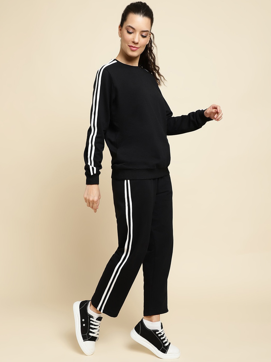 

UnaOne Round Neck Pure Cotton Tracksuits, Black