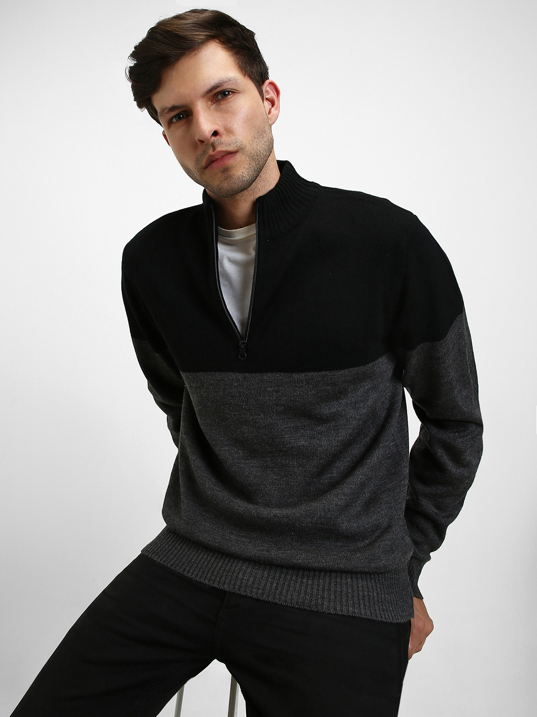 

Dennis Lingo Colourblocked Acrylic Pullover, Black