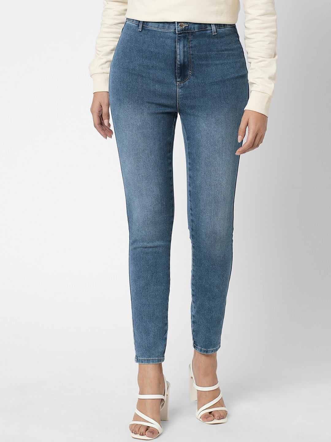 

Vero Moda Women Skinny Fit High-Rise Light Fade Stretchable Jeans, Blue