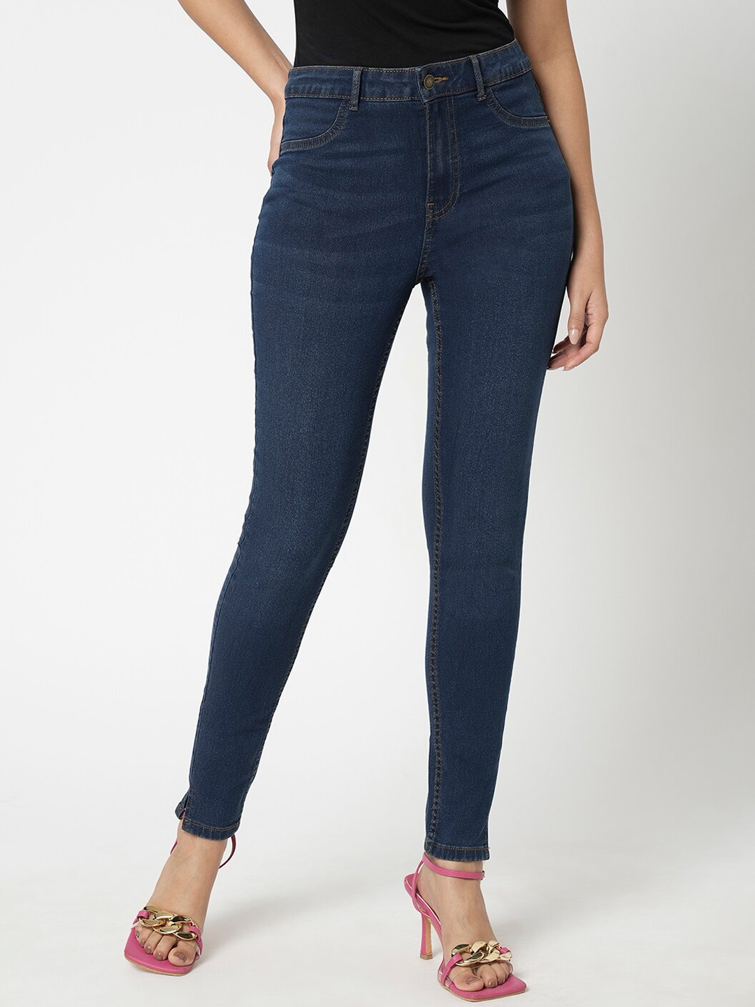 

Vero Moda Women Skinny Fit High-Rise Light Fade Clean Look Stretchable Jeans, Blue
