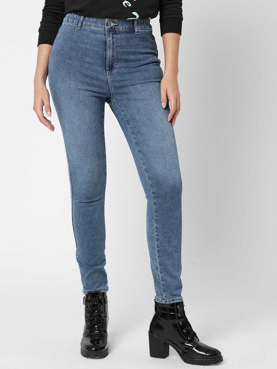 

Vero Moda Women Skinny Fit High-Rise Light Fade Clean Look Stretchable Jeans, Blue