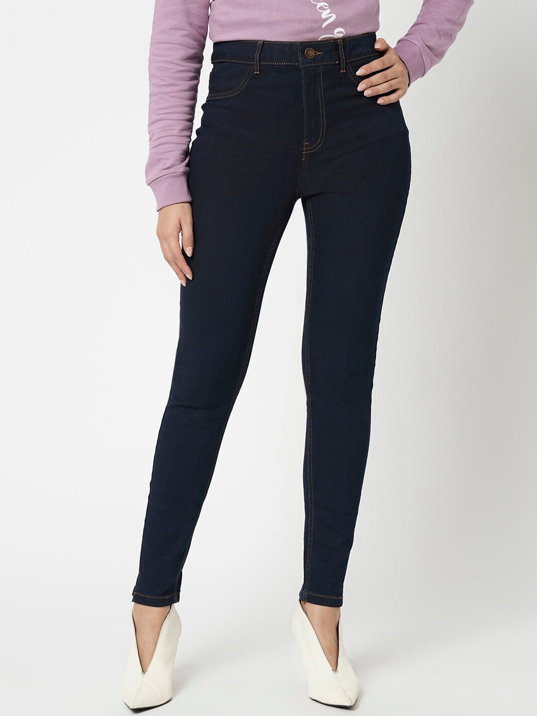 

Vero Moda Women Skinny Fit High-Rise Clean Look Stretchable Jeans, Blue