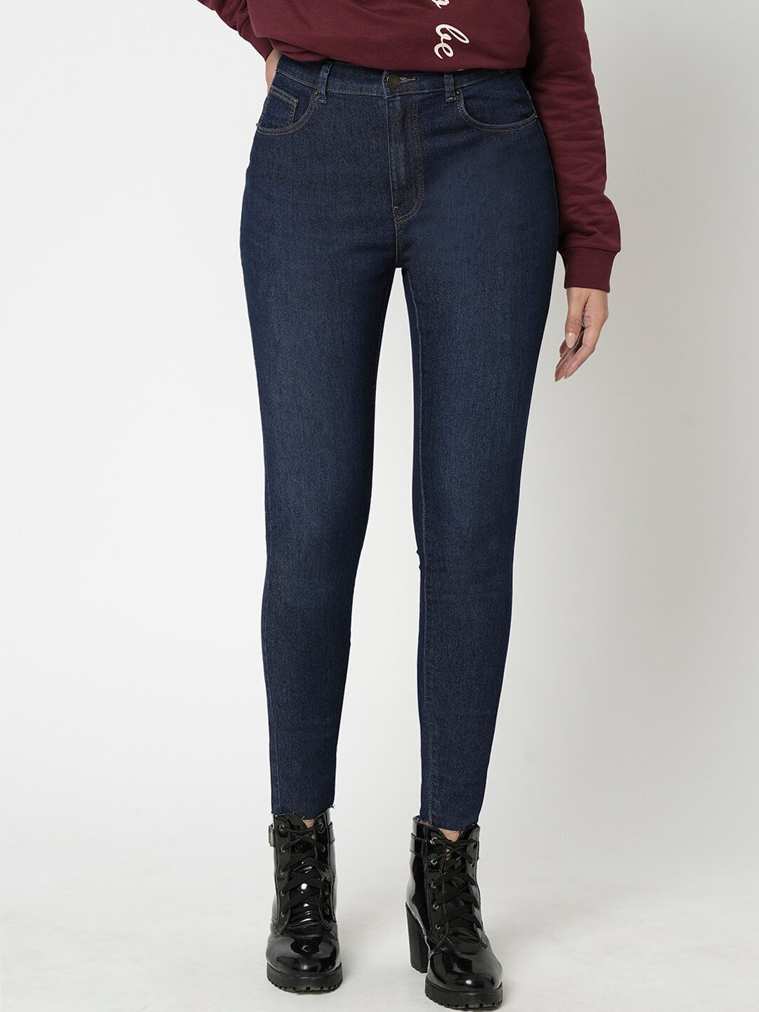 

Vero Moda Women Skinny Fit High-Rise Light Fade Clean Look Stretchable Jeans, Blue