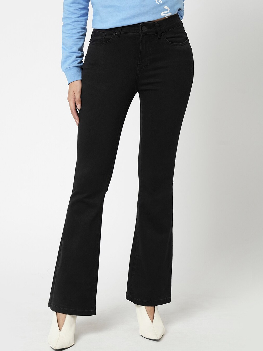 

Vero Moda Women Bootcut High-Rise Clean Look Stretchable Jeans, Black