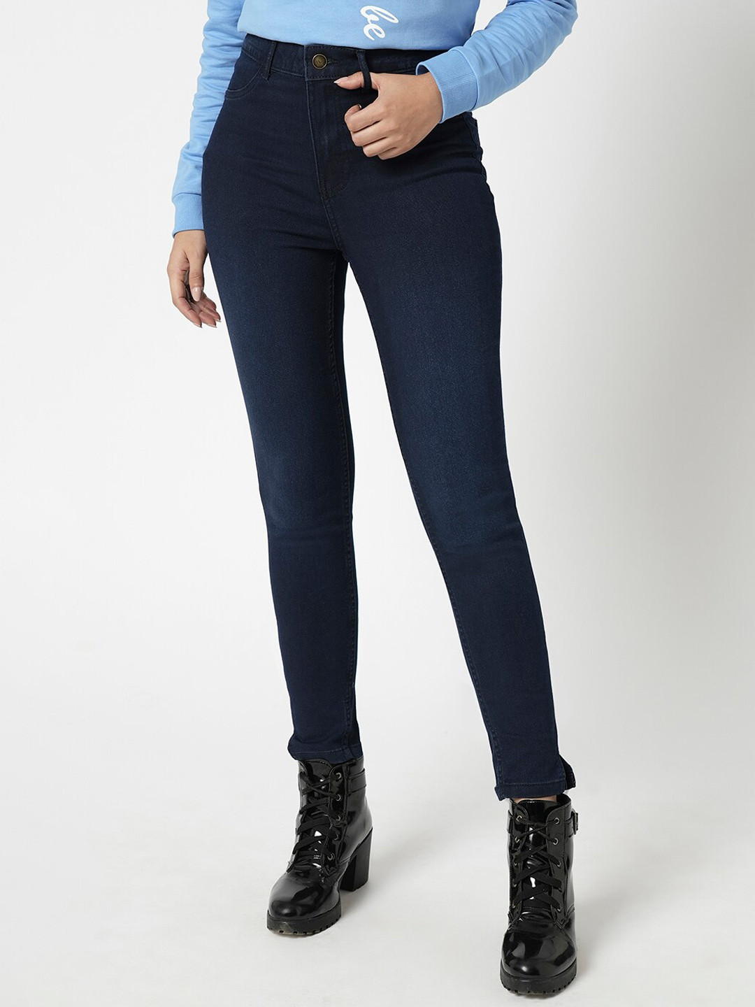 

Vero Moda Women Skinny Fit High-Rise Light Fade Clean Look Stretchable Jeans, Blue