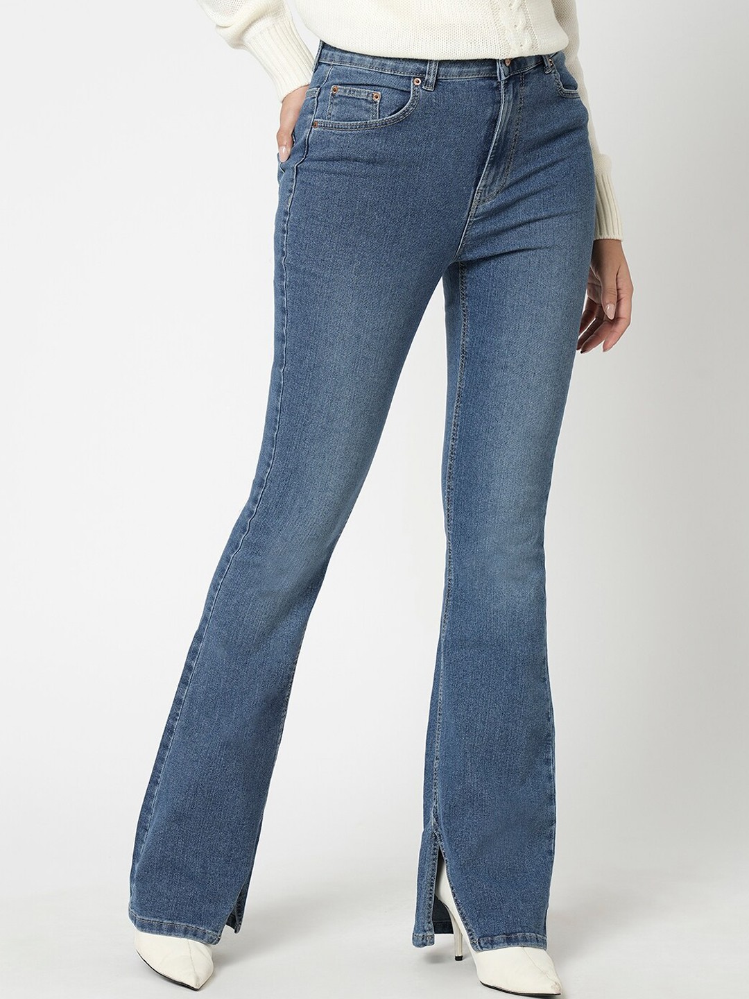 

Vero Moda Women Blue Bootcut High-Rise Light Fade Clean Look Stretchable Jeans