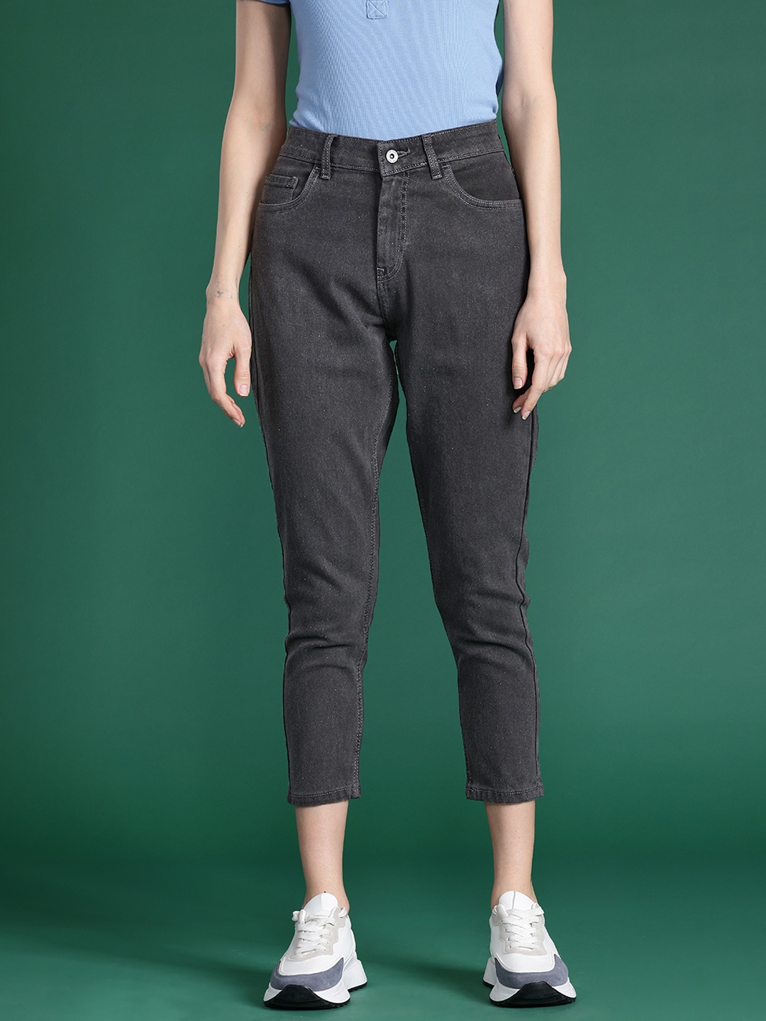 

DressBerry Women Mom Fit Stretchable Jeans, Charcoal