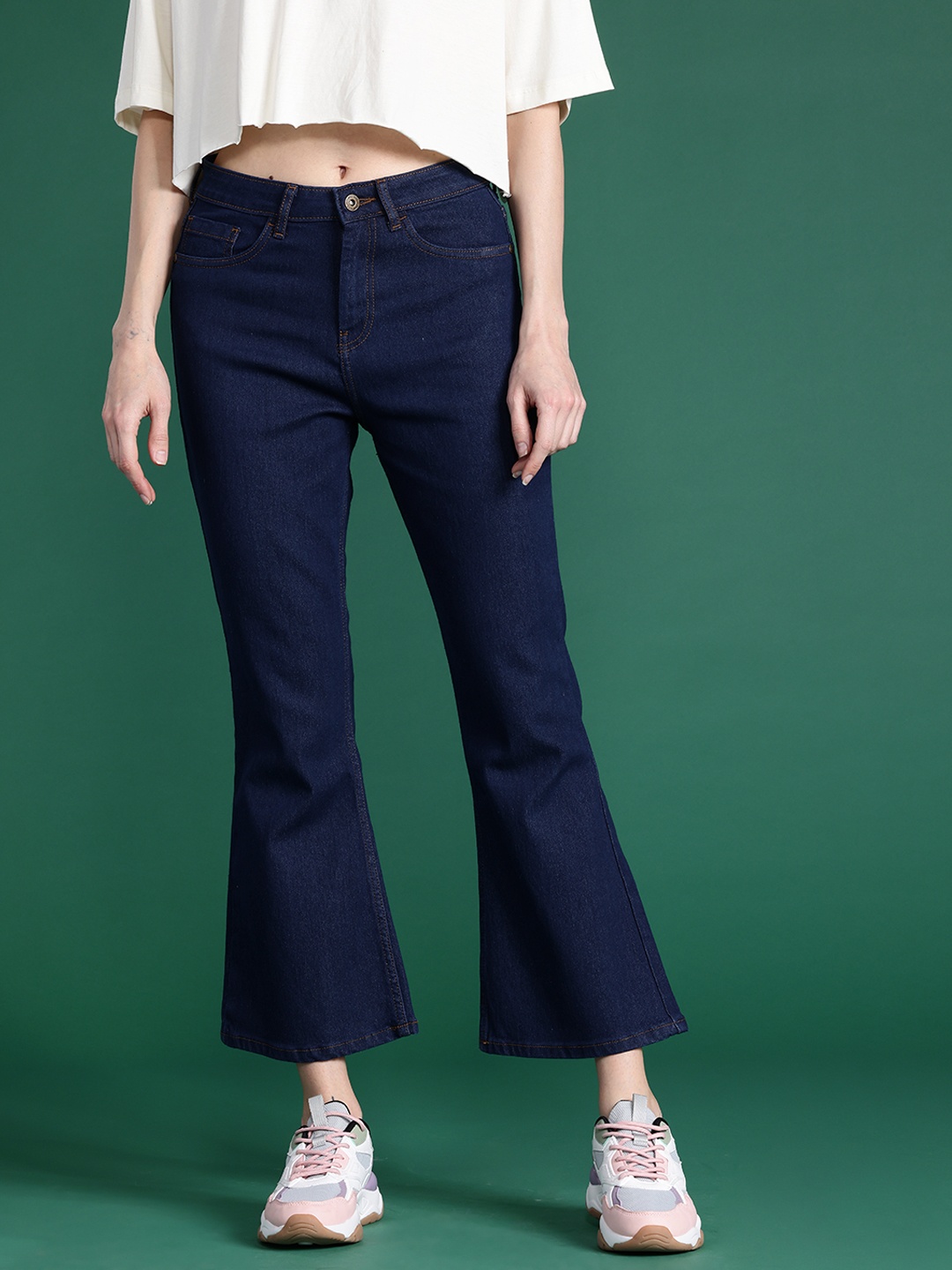 

DressBerry Women Flared Stretchable Jeans, Navy blue