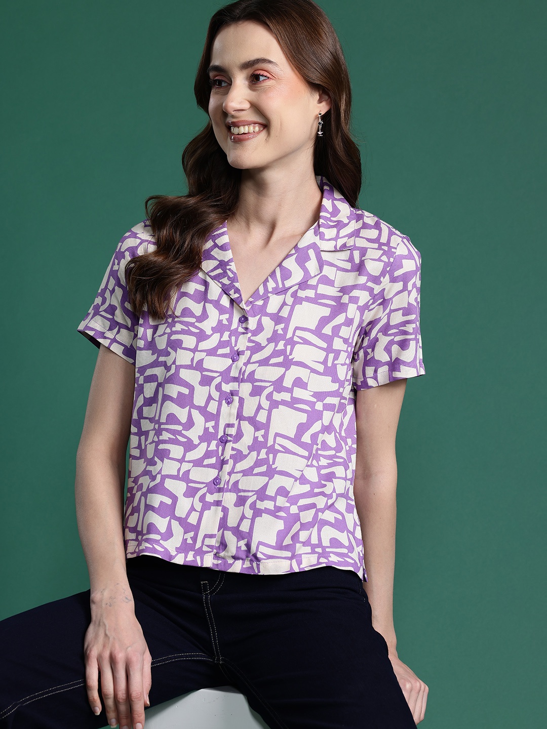 

DressBerry Printed Casual Shirt, Purple