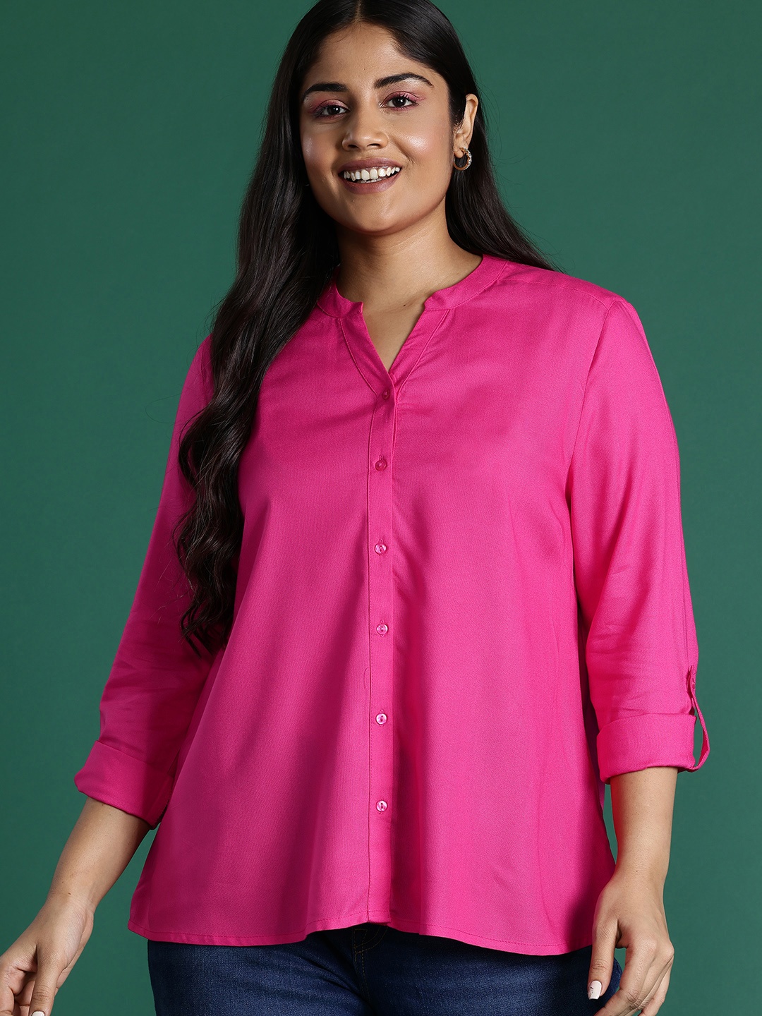 

DressBerry Curve Plus Size Casual Shirt, Fuchsia