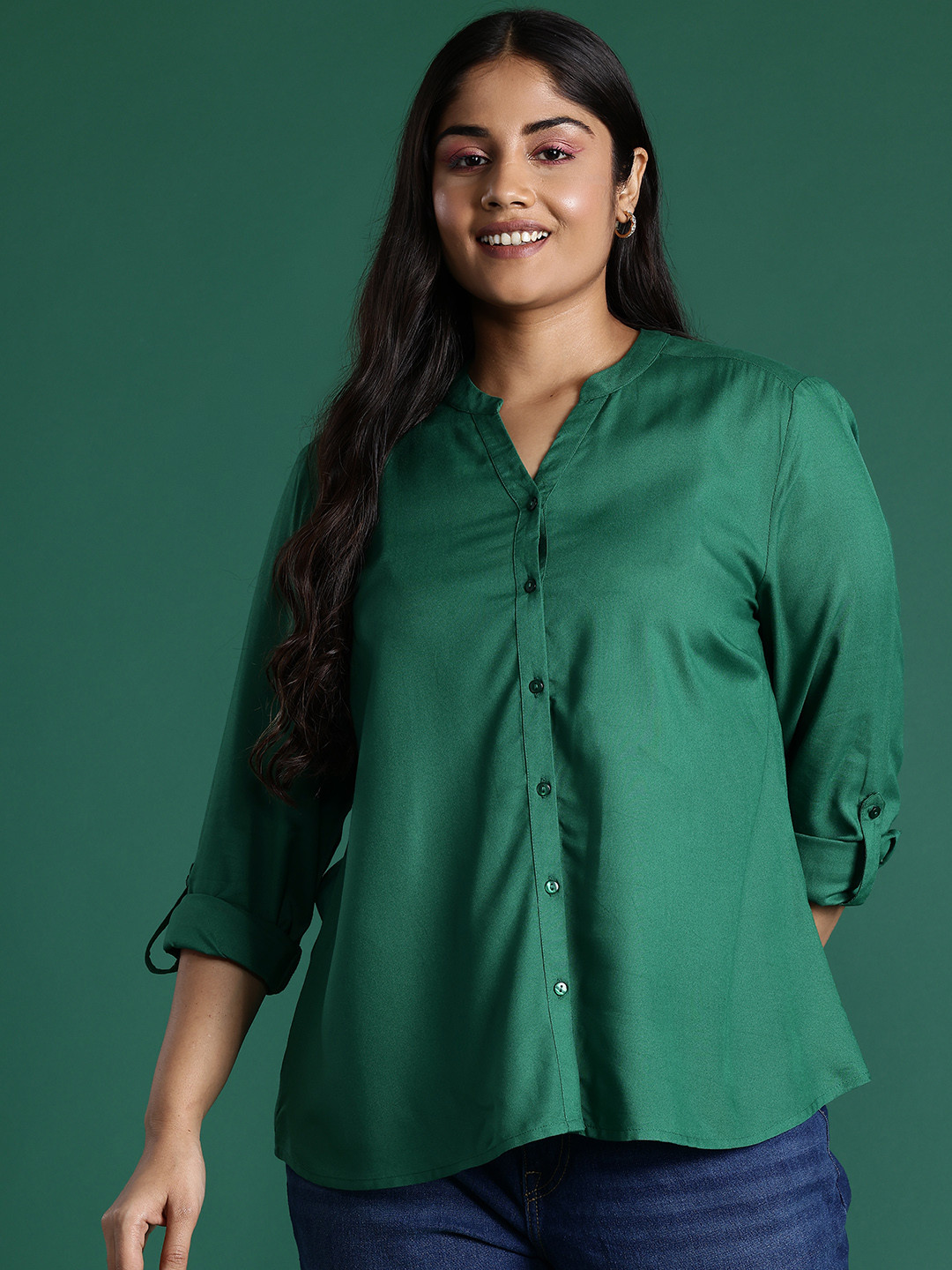 

DressBerry Curve Plus Size Casual Shirt, Green