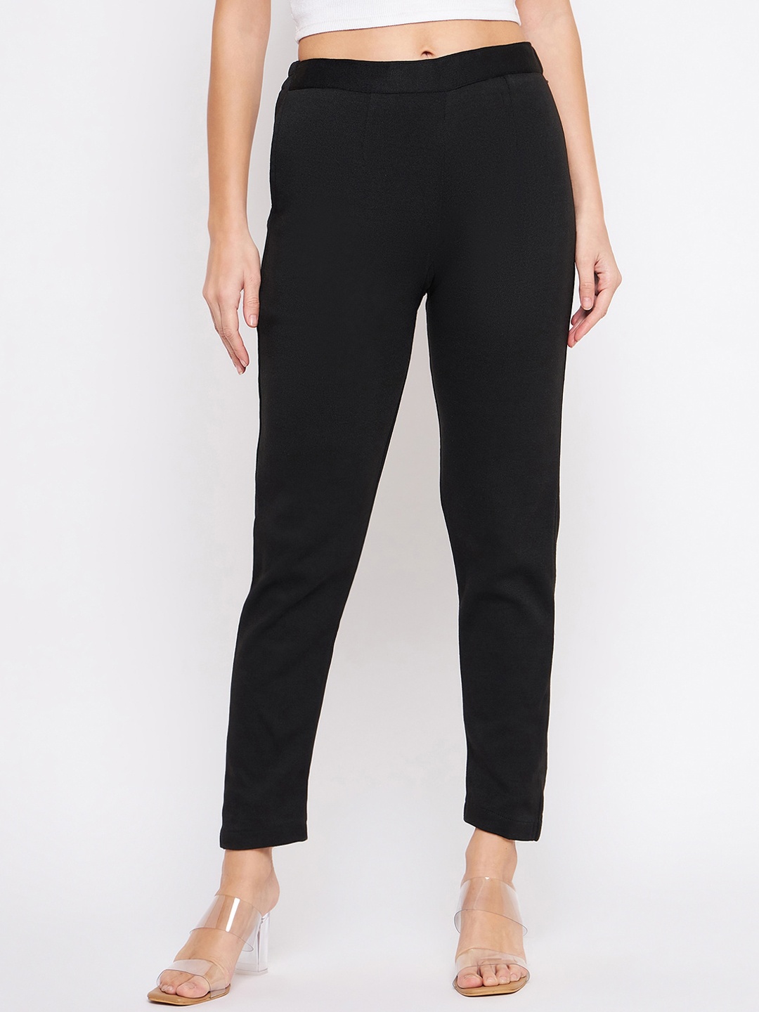

Castle Lifestyle Women Mid-Rise Smart Wool Trousers, Black