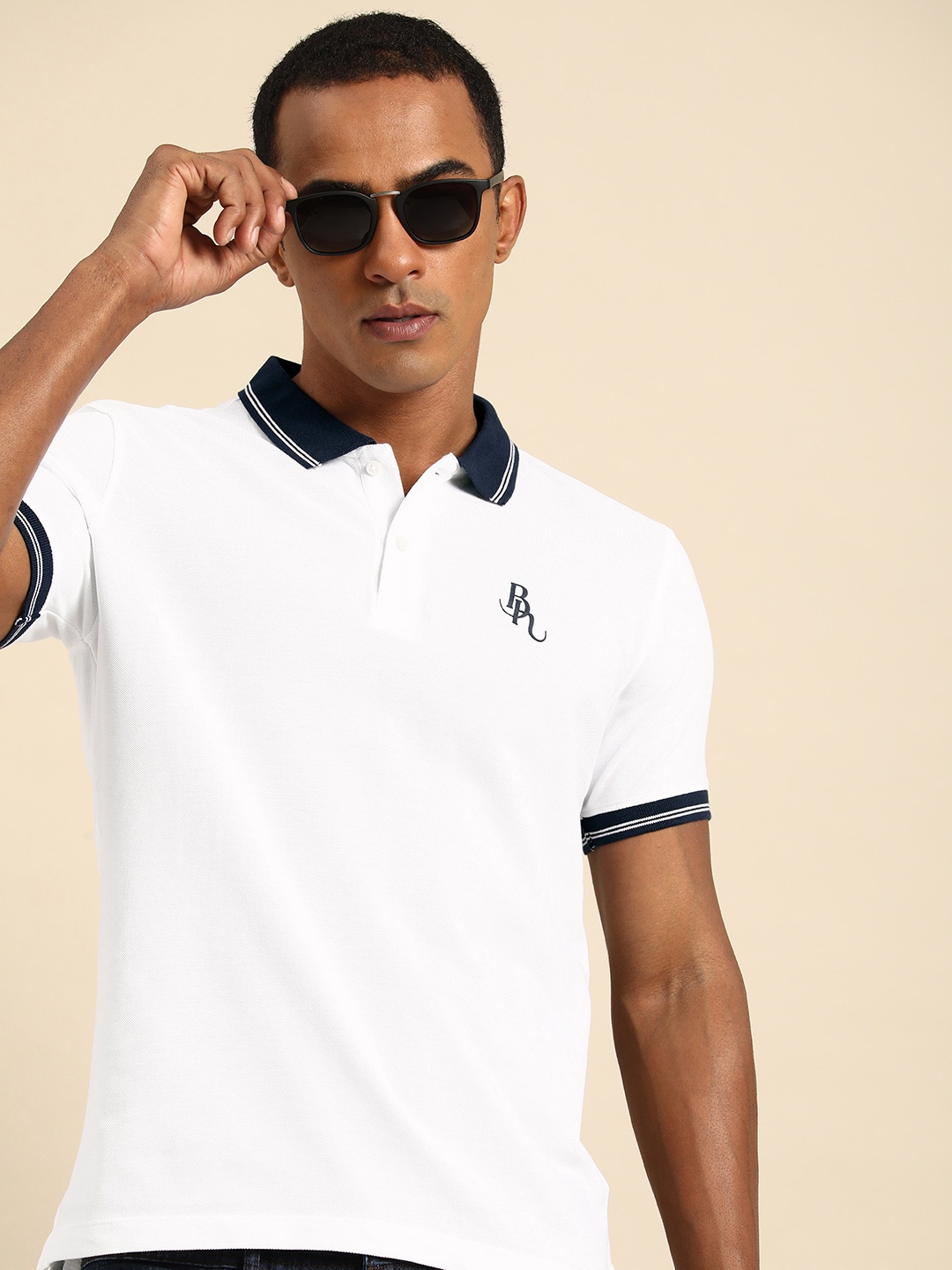 

Being Human Pure Cotton Solid Polo Collar Casual T-shirt, White