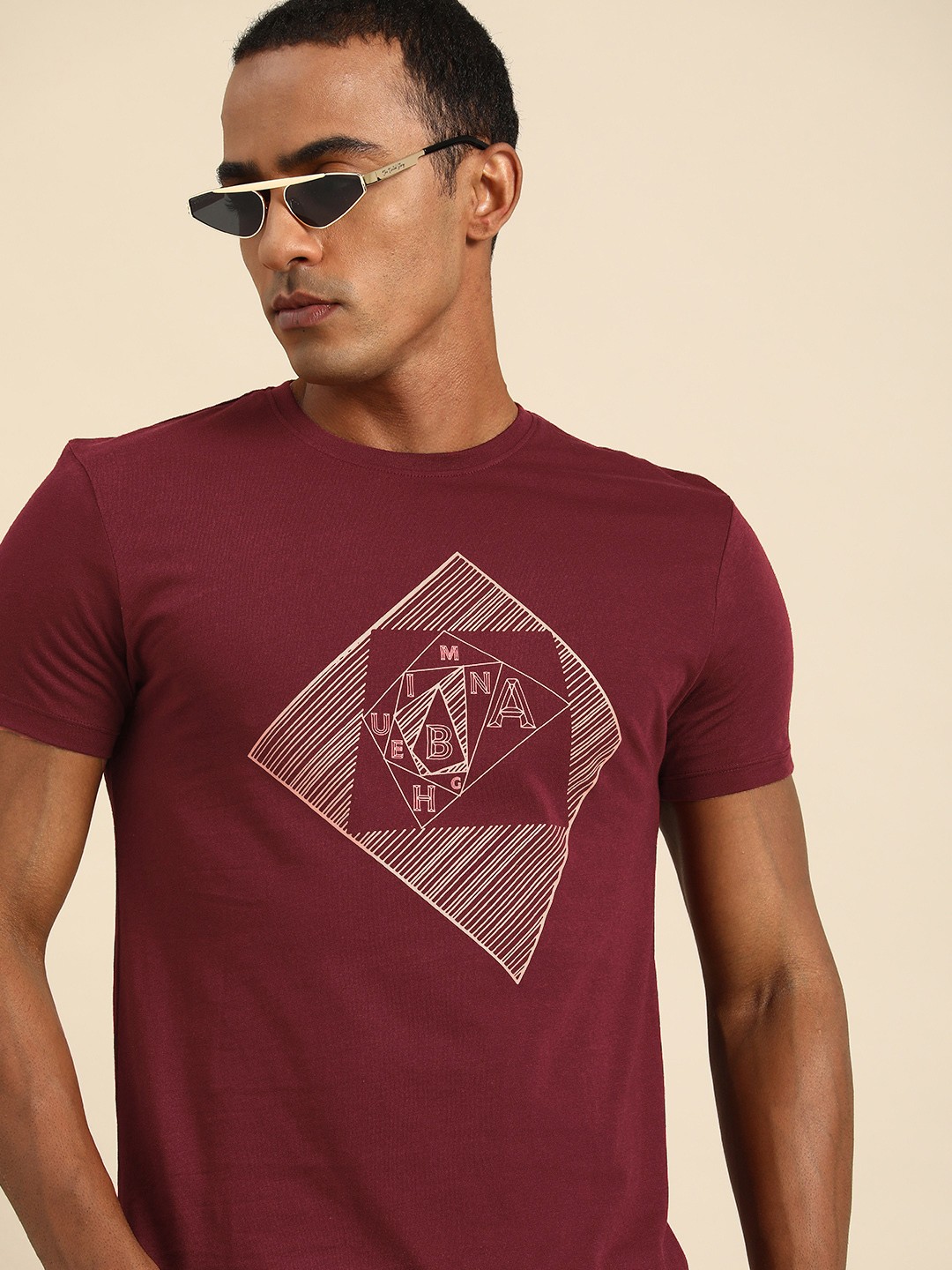 

Being Human Round Neck Printed Pure Cotton T-shirt, Maroon