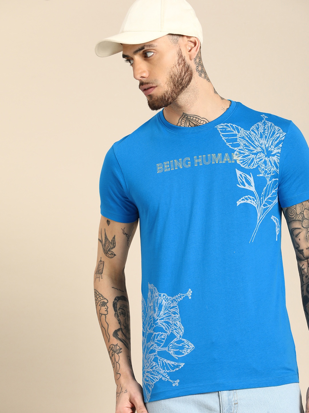 

Being Human Graphic Printed Pure Cotton T-shirt, Blue