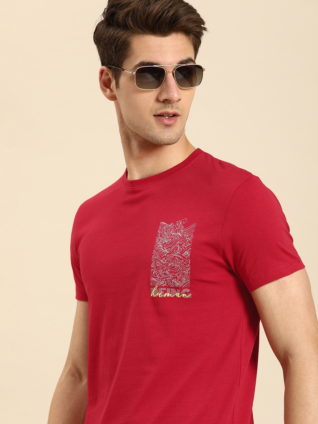 

Being Human Printed Pure Cotton T-shirt, Red