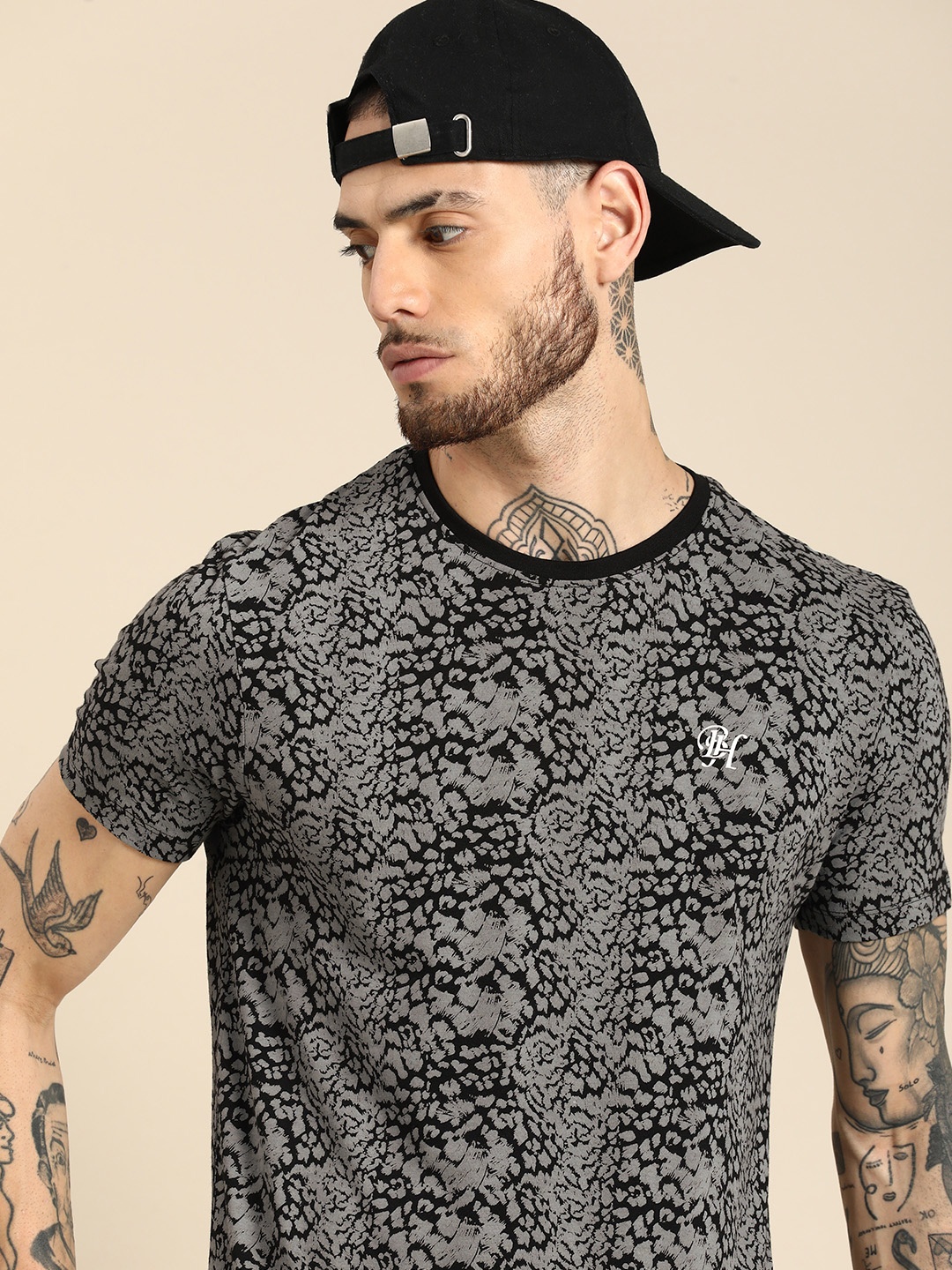

Being Human Abstract Printed Pure Cotton T-shirt, Grey