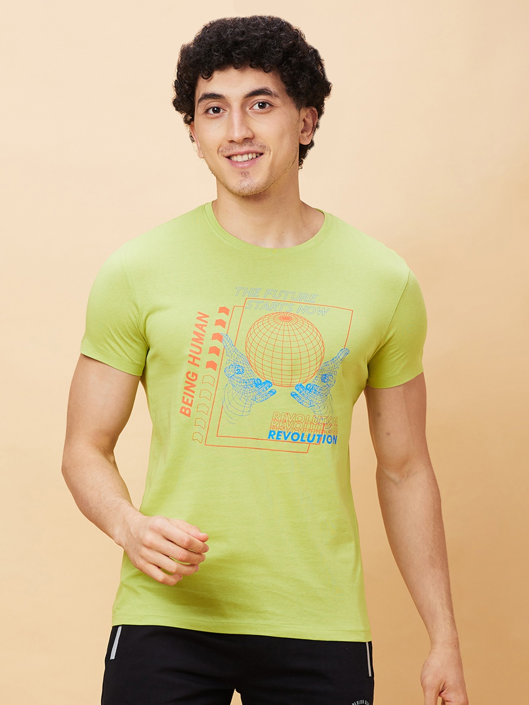 

Being Human Printed Pure Cotton T-shirt, Green