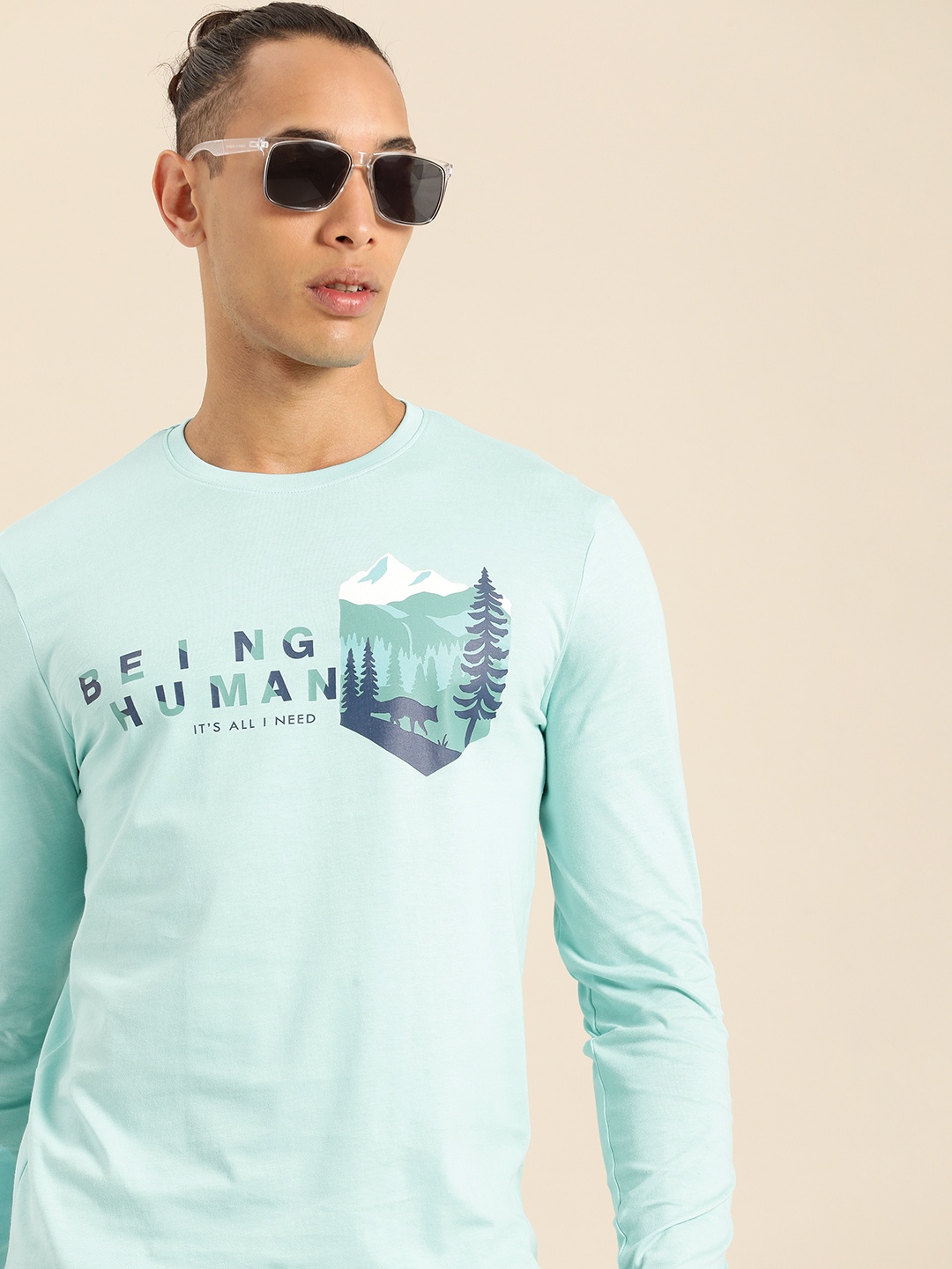 

Being Human Brand Logo Printed Pure Cotton T-shirt, Blue