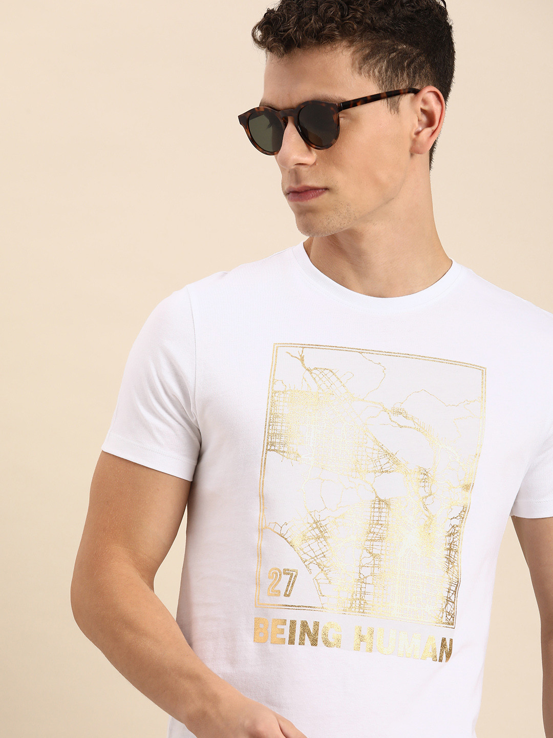 

Being Human Pure Cotton Graphic Printed Casual T-shirt, White