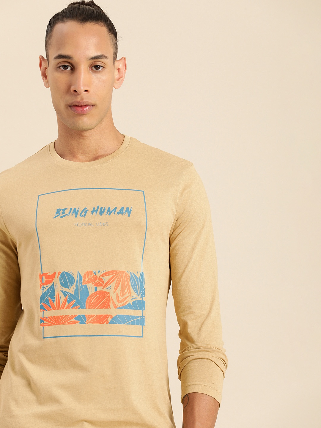 

Being Human Printed Pure Cotton T-shirt, Khaki