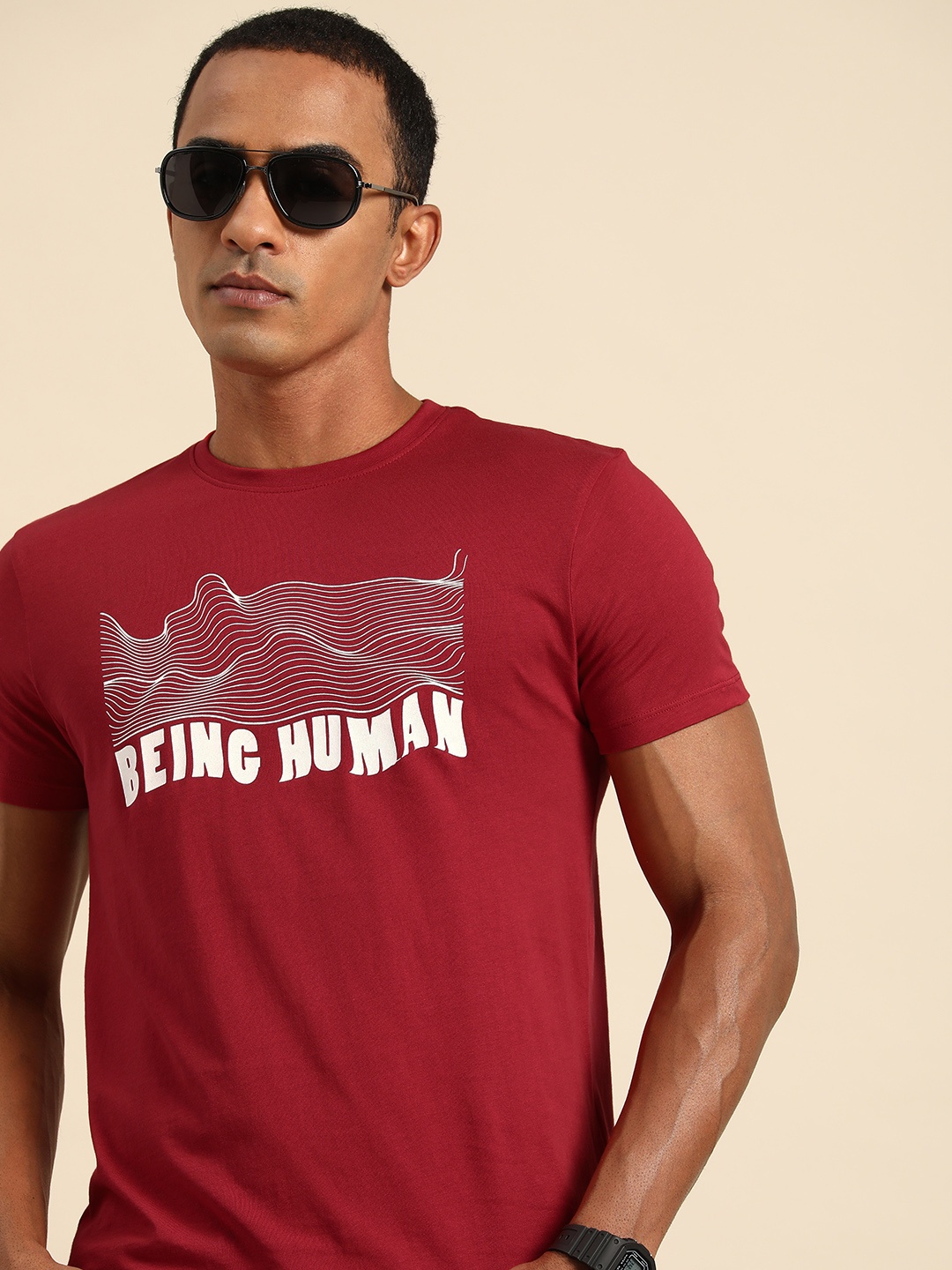 

Being Human Graphic Printed Pure Cotton Casual T-shirt, Red