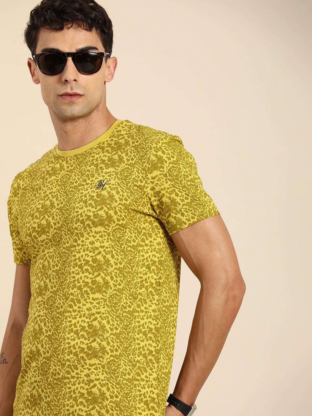 

Being Human Pure Cotton Abstract Printed T-shirt, Mustard