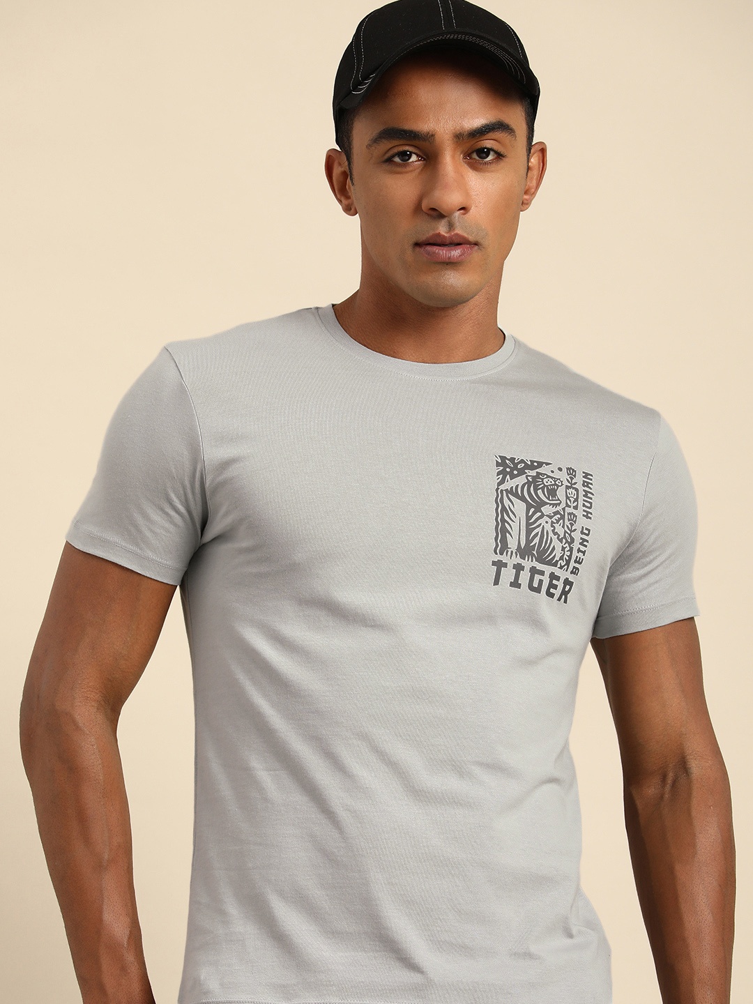 

Being Human Men Pure Cotton T-shirt, Grey