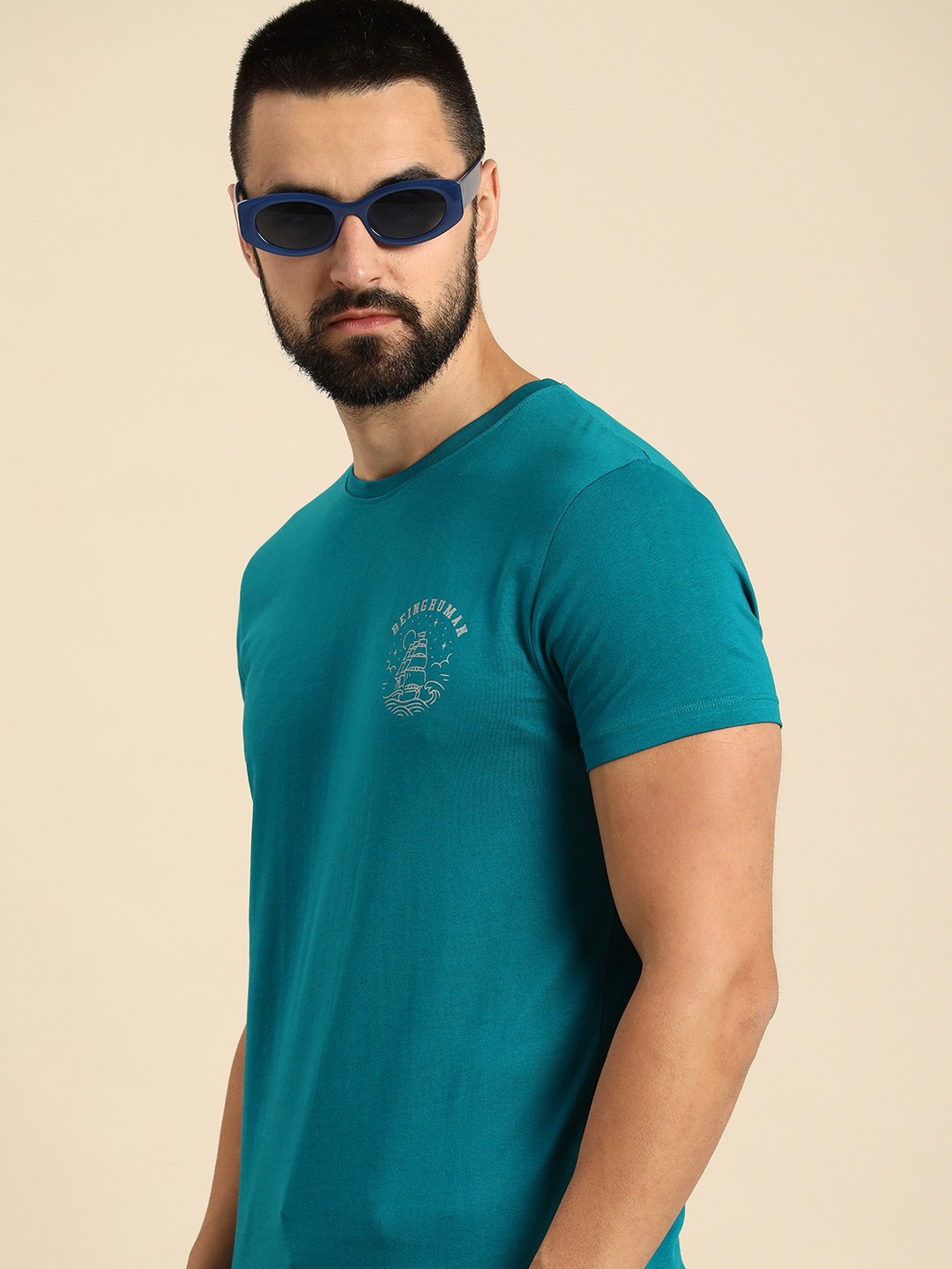 

Being Human Pure Cotton Graphic Printed Casual T-shirt, Teal