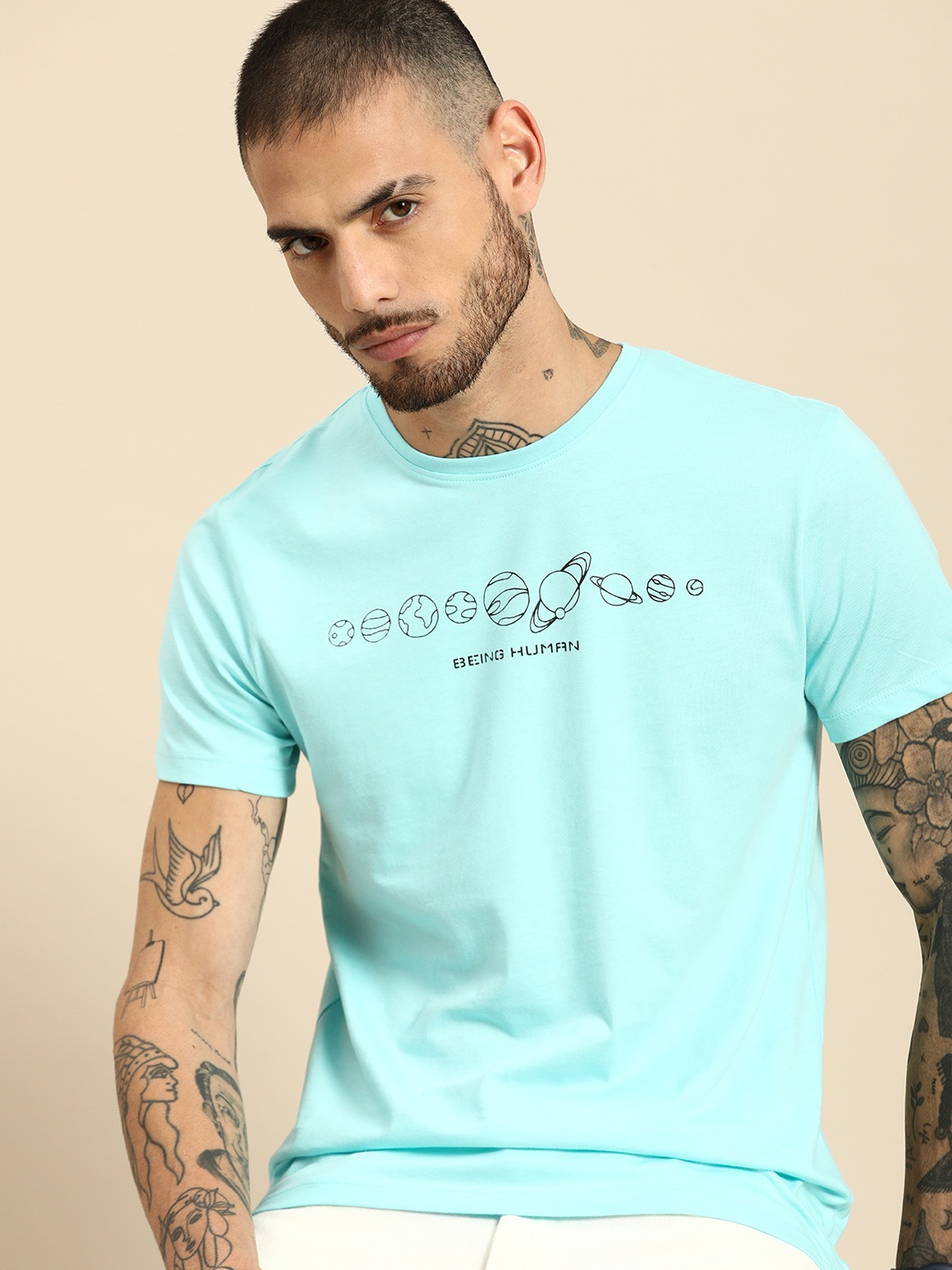 

Being Human Graphic Printed Pure Cotton T-shirt, Blue