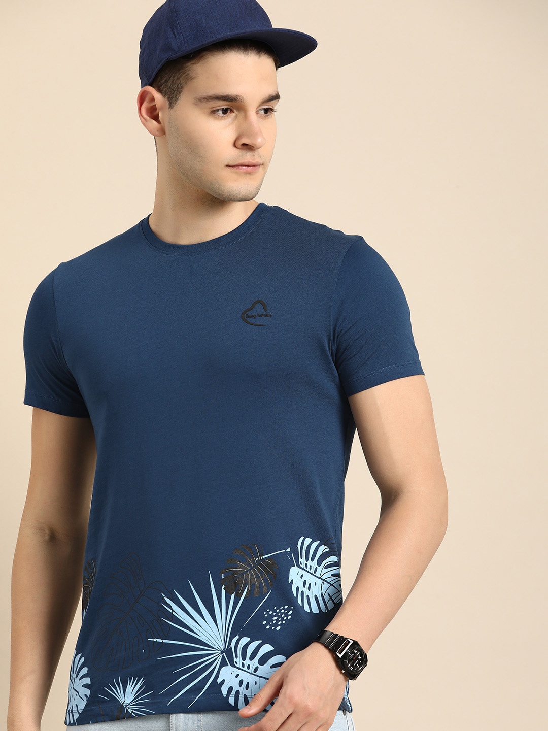 

Being Human Graphic Printed Pure Cotton T-shirt, Navy blue