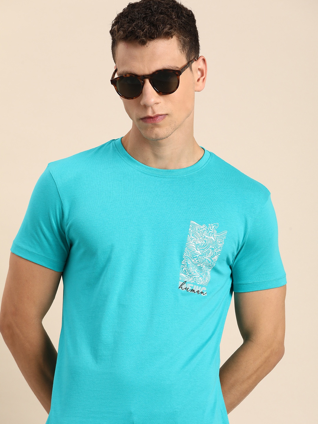 

Being Human Pure Cotton Graphic Printed Casual T-shirt, Blue