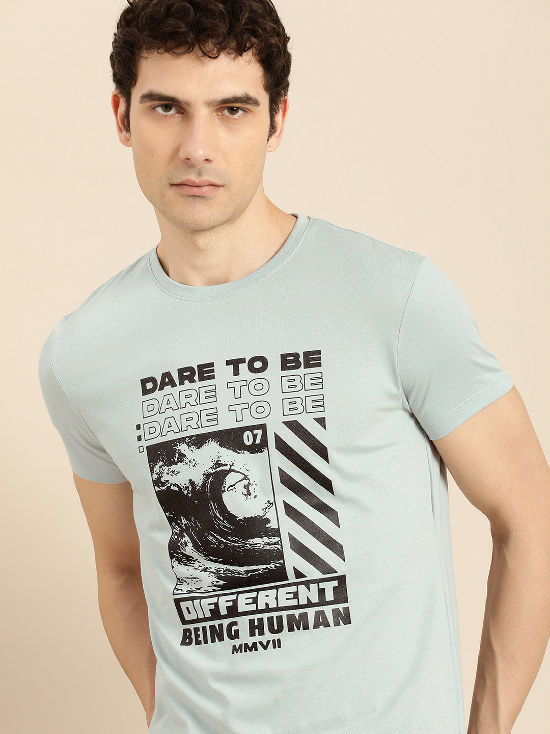 

Being Human Printed Pure Cotton T-shirt, Grey