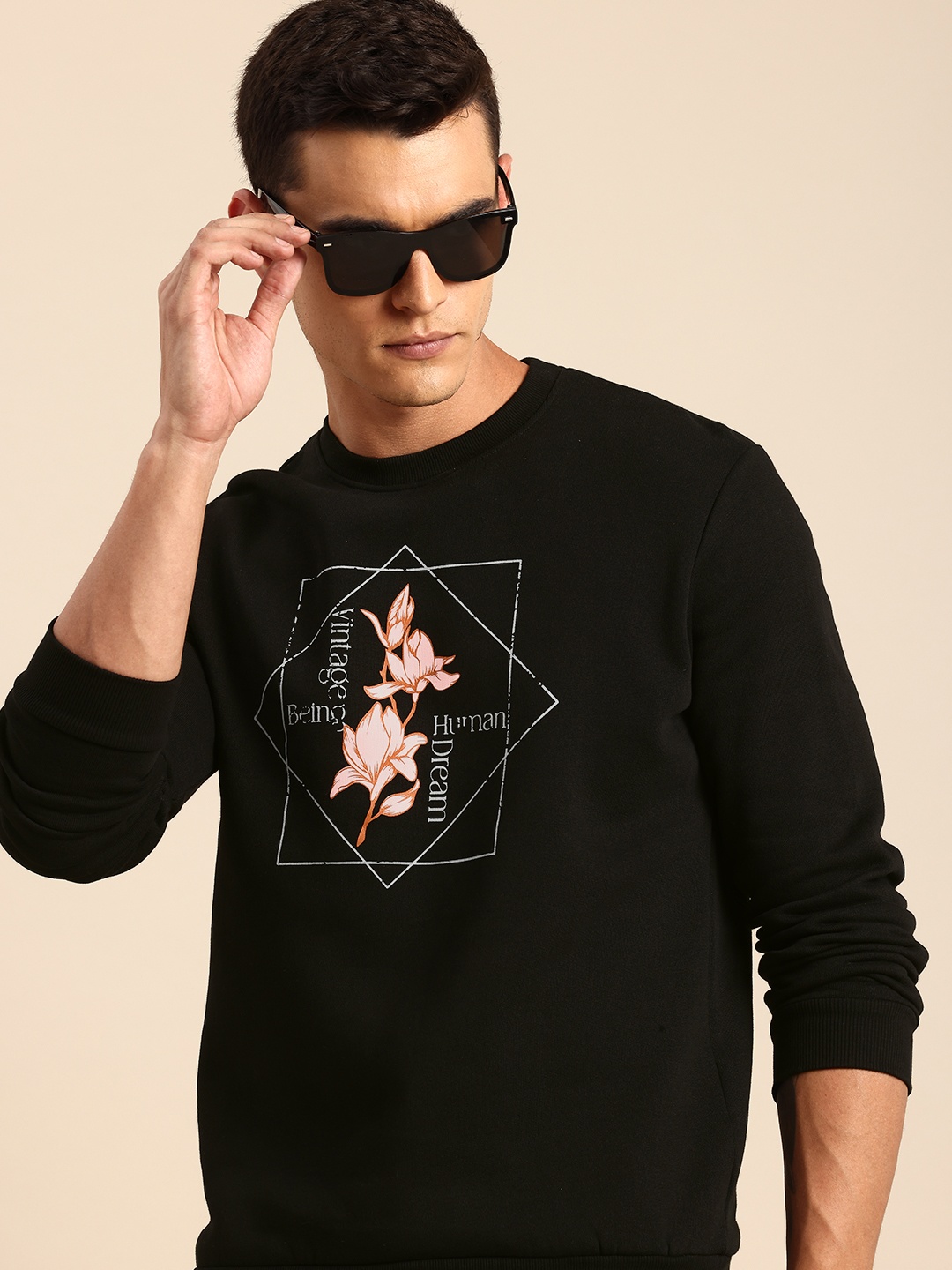 

Being Human Pure Cotton Printed Sweatshirt, Black