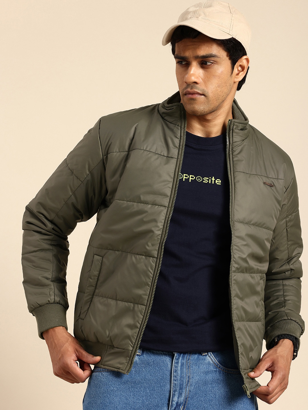 

Being Human Mock Collar Bomber Jacket, Olive