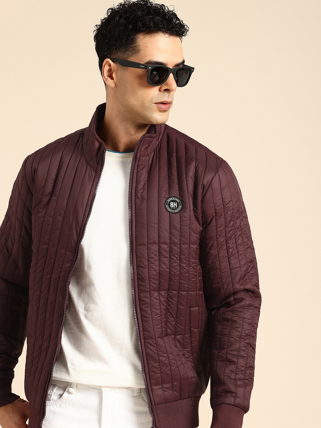 

Being Human Mock Collar Padded Jacket, Burgundy