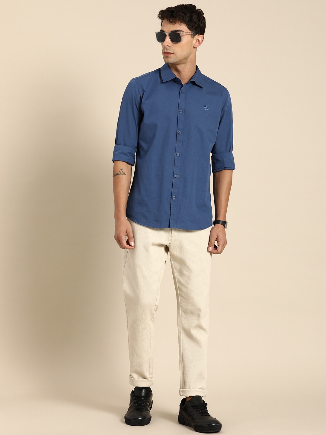 

Being Human Pure Cotton Casual Shirt, Blue