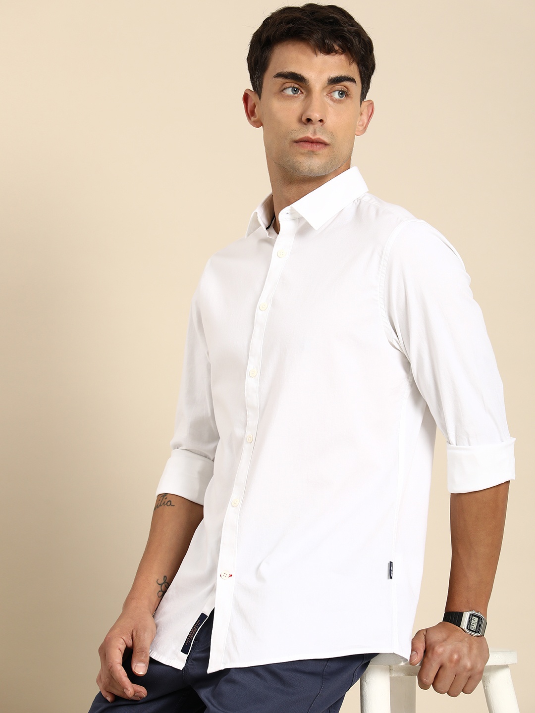 

Being Human Spread Collar Casual Shirt, White