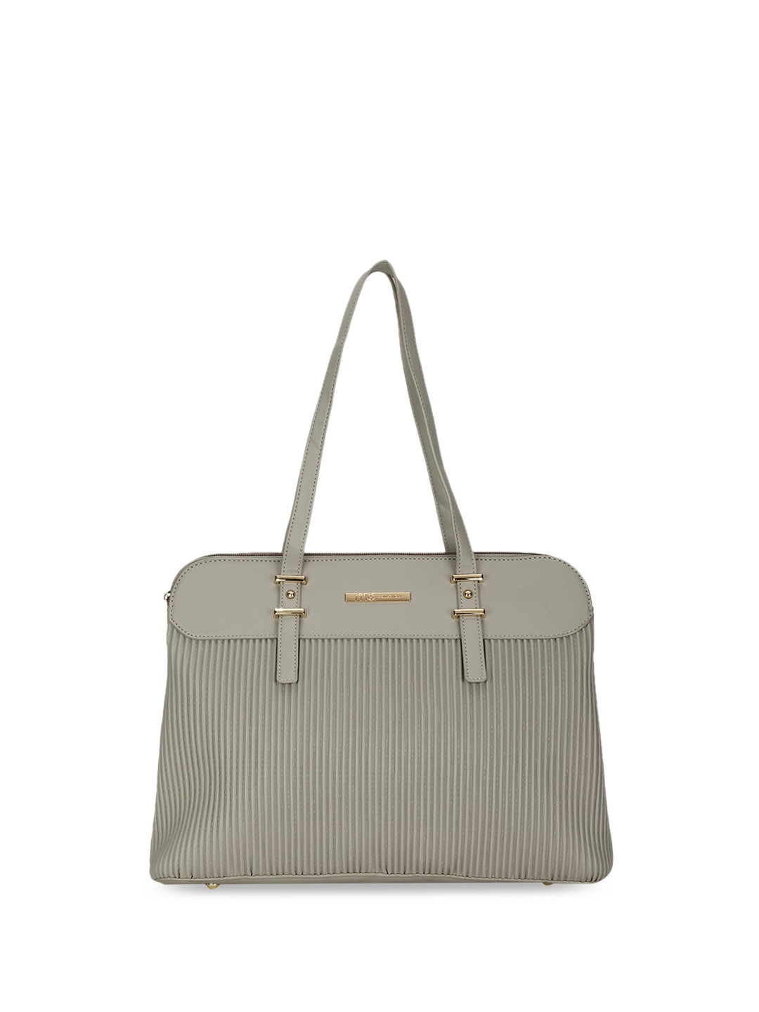 

Bata Striped Textured Structured Handheld Bag, Grey