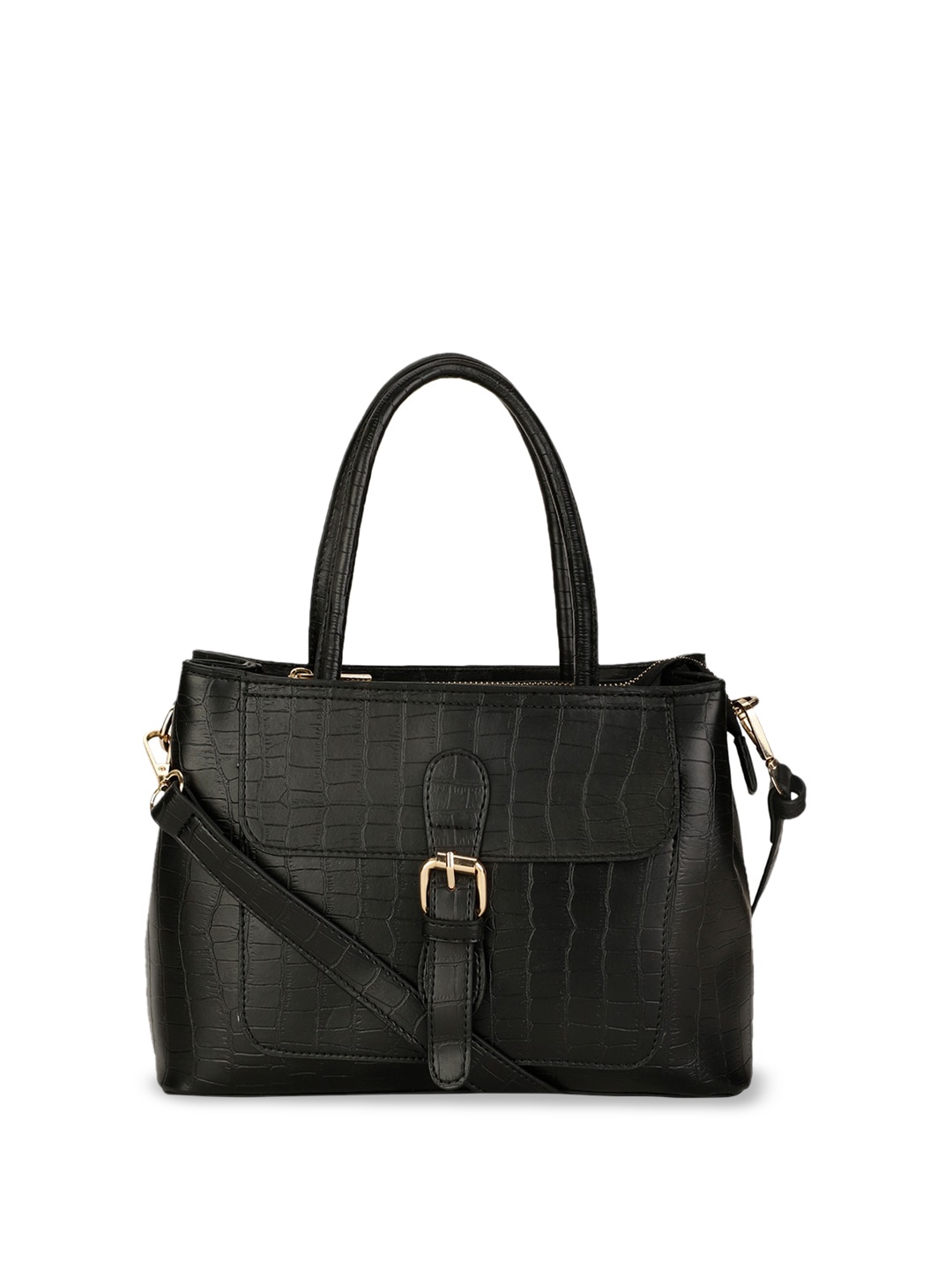 

Bata PU Structured Handheld Bag With Buckle Detail, Black